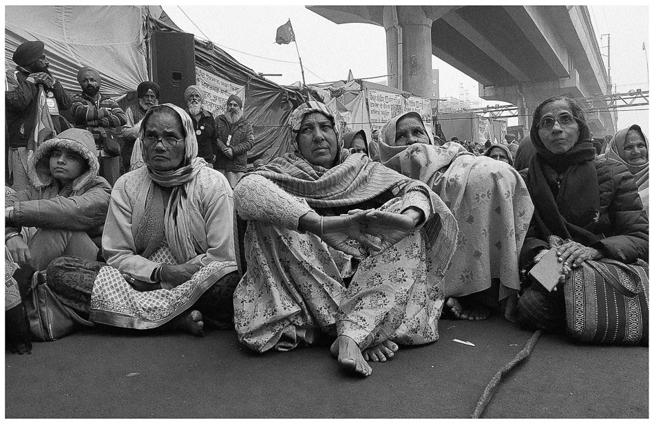 Women farmers from Punjab and Haryana protest at the Tikri border in Delhi, 24 January 2021.
